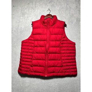 Lands End Red Puffer Vest 2X Womens Lightweight Down Insulated Outerwear